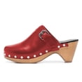 thumbnail image 2 of YDN Women Classic Closed Round Toe Mules Platform Mid Heels Slip On Buckle Strap Studded Sandals Casual Party Daily Outfit Shoes Size 7 Red, 2 of 4