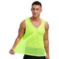 thumbnail image 6 of YONGHS Men's Mesh See Through Fishnet Muscle Tank Top Sleeveless Workout T-Shirt Night Club Tops Clubwear Fluorescent Green L, 6 of 7