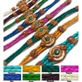 thumbnail image 3 of Mixed Metal Spiral Round Healing Gemstone Chrysocolla Cabochon Braided Dyed Leather Bracelet - Womens Fashion Handmade Jewelry Boho Accessories, 3 of 3