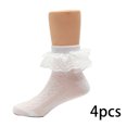 thumbnail image 2 of LYMAYTER 1-12Y 4 Pack Kids Girls Socks Toddler Ruffle Mesh Ankle Socks Soft Cute Dress Princess Socks, 2 of 7