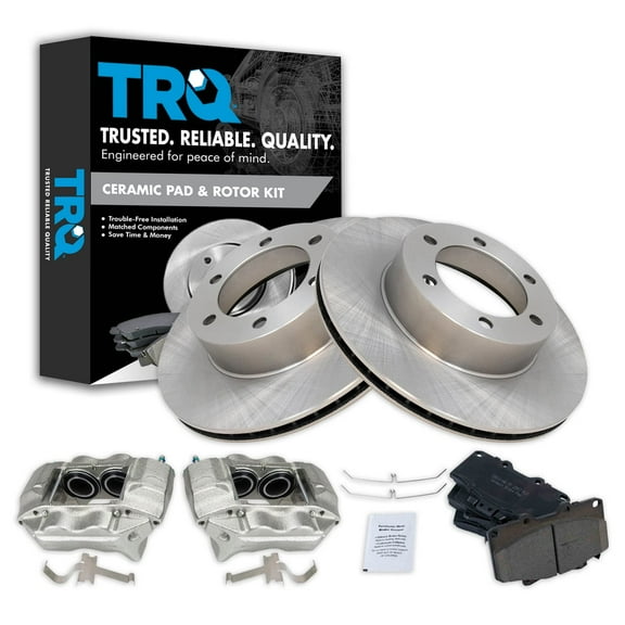 TRQ Front Brake Calipers Ceramic Pads & Rotors Fits 1996-2000 Toyota 4Runner BKA25177