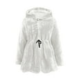 thumbnail image 5 of UTSJKR Women's Faux Fur Hooded Coat Hooded Winter Warm Jacket Elegant Solid Long Sleeve Plush Outerwear Fluffy Overcoat White XL, 5 of 6