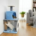thumbnail image 4 of Costway 31.5" Cute Modern Cat Tree with Condo Top Perch Jute Scratching Posts Hanging Toy Blue, 4 of 10