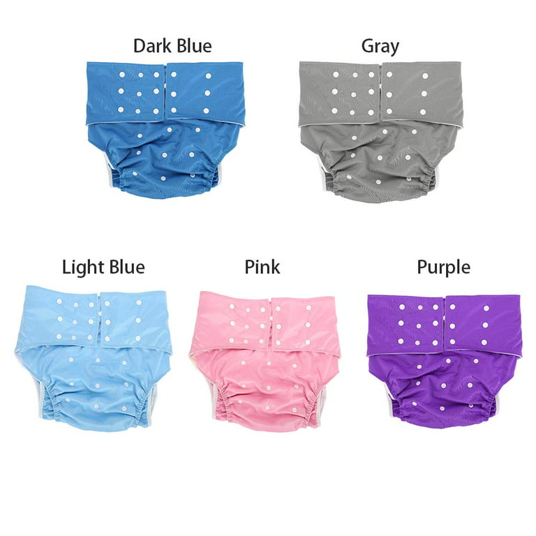 WALFRONT Washable Adjustable Adult Pocket Nappy with Waterproof Soft Cotton  Lining Reusable Adult Diaper for Seniors, Pregnant Women, and Disabled, 5  Colors 