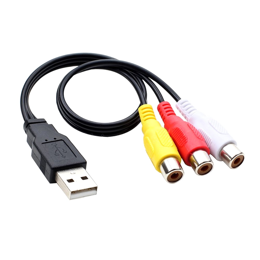 Adapter Cable Audio Video Universal Converter USB Male To 3 RCA Female Jack -