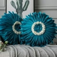 thumbnail image 2 of Flower Pillow, Cute Throw Pillows, 3D Flower Pillow, Sunflower Throw Pillow, Round Decor Pillow, Flower Home Decorations, Couch & Bed Flower Shaped Pillow, Blue, 2 of 7