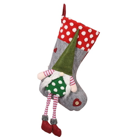 

Trayknick Christmas Stocking Long-legged Male/Female White Whiskers/Braid Faceless Gnome Doll Dot Top Scene Layout Cute Hanging Xmas Tree Gift Bag Pendant Party Favors