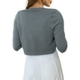 thumbnail image 4 of OmicGot 3/4 Sleeve Cropped Shrug Open Front Cardigan Sweaters for Women, Heather Grey L, 4 of 9