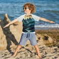 thumbnail image 3 of FORMRS Boys Rash Guard Short Sleeves Swim Shirt Quick Dry UPF 50+ Sun Protection, Sizes 3-12T, Blue Mountains, 3 of 6
