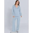 thumbnail image 6 of Women 2 Piece Outfits 2025 Fall Fashion Wide Leg Pants Lounge Set Leisure Travel Vacation Sweatsuits  Blue XXXL, 6 of 7