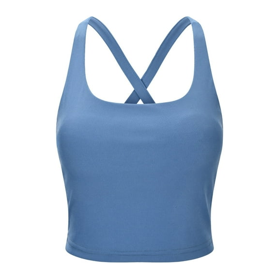 Wxolcjlv Womens Sports Bras Cami Bra Racerback Tank Top Strappy Shockproof Running Fitness Full Coverage Vest Underwear Yoga Everyday Bra Size S-L