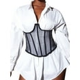 thumbnail image 5 of FOCUSNORM Womens Mesh Underbust Boned Waist Training Corset Lace Up Waist Cincher Wide Belt, 5 of 7