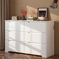 thumbnail image 5 of White  Dresser , 6 Drawer Double Dresser with Cutout Handles, Modern Wood Chest of Drawers Smooth Metal Rail, 5 of 8