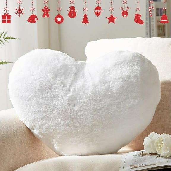 Heart Pillow, Pink Heart Pillows, Love Pillow Gifts, 14X17 Inch Large Heart Shaped Pillows, Faux Rabbit Fur Coquette Room Decor Throw Pillows, Living, Bedroom, Indoor Outdoor