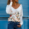 thumbnail image 2 of Wxolcjlv Women's T Shirt Floral Print V Neck Long Sleeve Tee Tops Spring Casual Daily Tshirt, 2 of 2