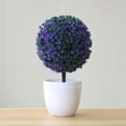 thumbnail image 2 of Clearance Desk Plants, Tyeign Artificial Ball Shaped Tree Fake Fresh Green Grass Flower in White Plastic Pot for Home Office Tabletop Decor Centerpiece Table Plant Potted Plants Artificial Decor, 2 of 3