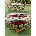 thumbnail image 3 of Outdoor Tablecloth with Umbrella Hole and Zipper, Red Plaid Christmas Round Table Cloth 54 Inch Waterproof Tablecloth, Truck Xmas Tree Vintage Winter Rustic Picnic Table Cover for Patio Camping, 3 of 7