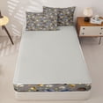 thumbnail image 4 of Castle Fairy Baseball Print Zipper Twin Comforter Sets with Fitted Sheet and 2 Pillowcases, Watercolor Stars Print Zipper Bedding Set, Brown Gray Blue,4-Piece,Grey Reversible, 4 of 6
