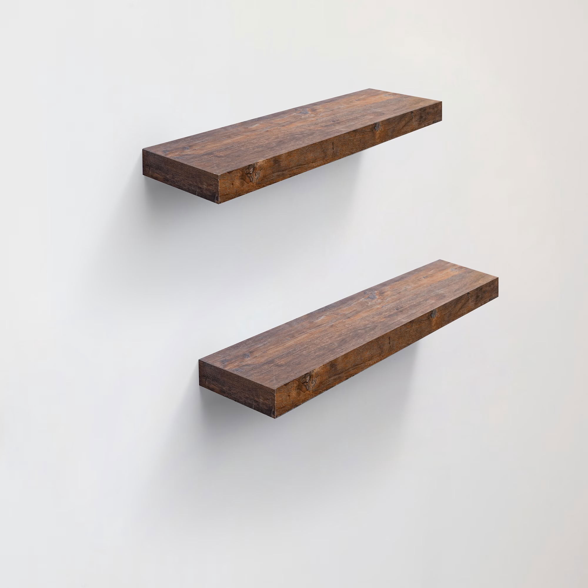 MAYEERTY 2-Piece Floating Shelves, Extra Wide 9" Deep Wood Mounted Display Rack with Invisible Brackets, for Living Room Bedroom Kitchen