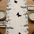 thumbnail image 5 of Table Runners 48 Inches Long Dress Scarves, Spring Botanical Farmhouse Kitchen/Dining Table Runner, Short Coffee Tablerunners, Black Eucalyptus Butterfly Rustic 13x48 Inch, 5 of 9