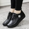 thumbnail image 2 of IAJDKMEK Lace-Up Board Shoes for Women - Spring Tie Thick Sole Slip On Shoes Women Casual Soft Leather Walking Shoes Women Easy Street Daily,Black 140, 2 of 5