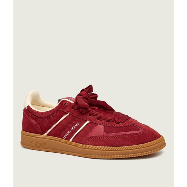 Tenis Tommy Hilfiger Suede Skater Gamuza Mujer Tinto