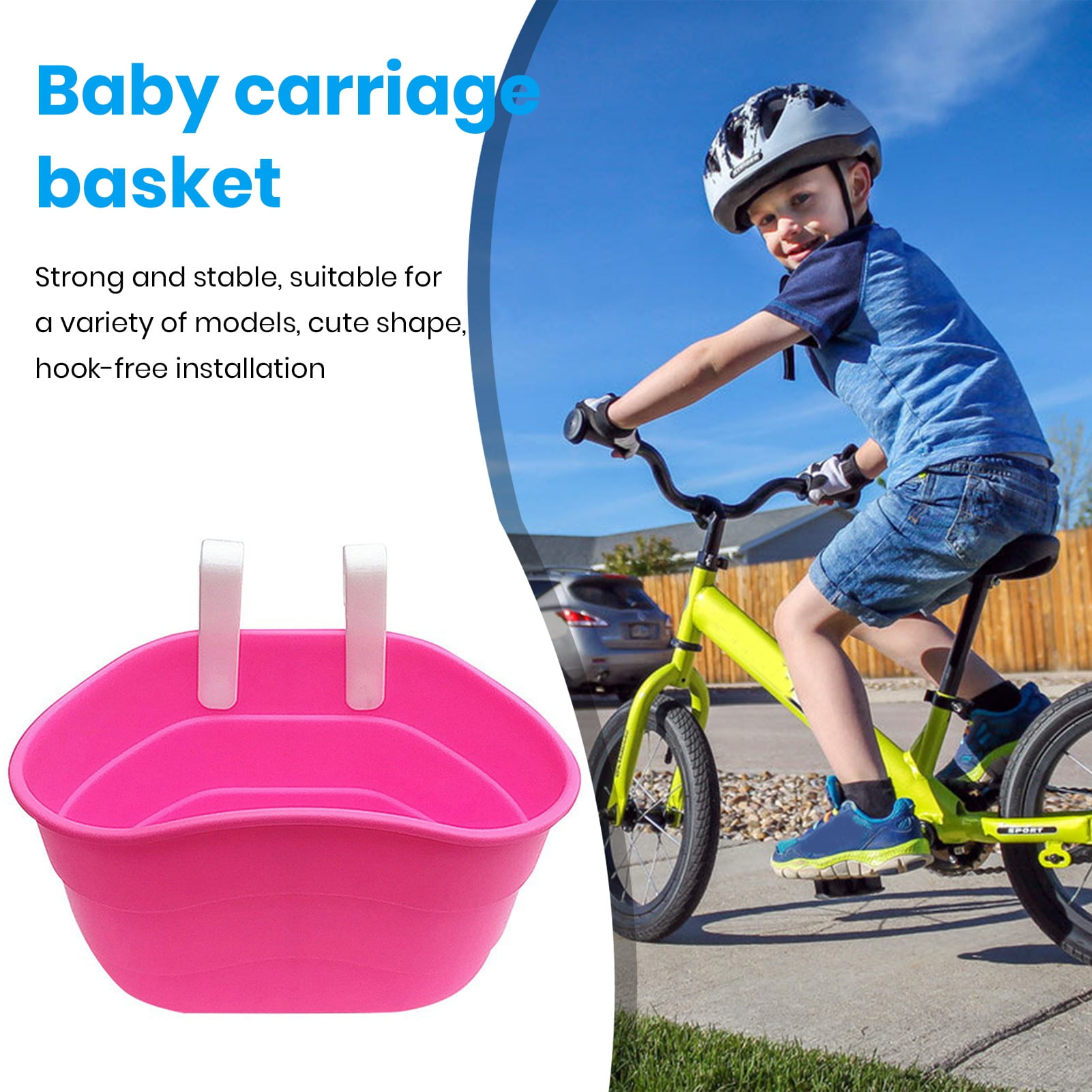 Washranp Kids Bike Basket,Large Capacity Smooth Edge Plastic Front