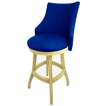 Tobias Designs Bellissima 30" Swivel Wood Bar Stool in Duke Blue/ Beige