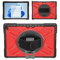 XYX Case for 13 inch Microsoft Surface Pro 11/Surface Pro 10/Surface Pro 9, 360 Rotating Heavy Duty Shockproof Cover with Kickstand and Hand Strap (Red)