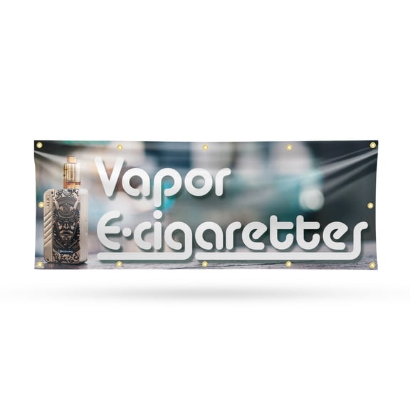 Vapor E Cigarettes Banner Sign 48 Inch x 120 Inch | 13 oz Vinyl with Metal Grommets | Heavy-Duty Single-Sided Outdoor Durable Printed High-Quality Weatherproof | Made in the USA