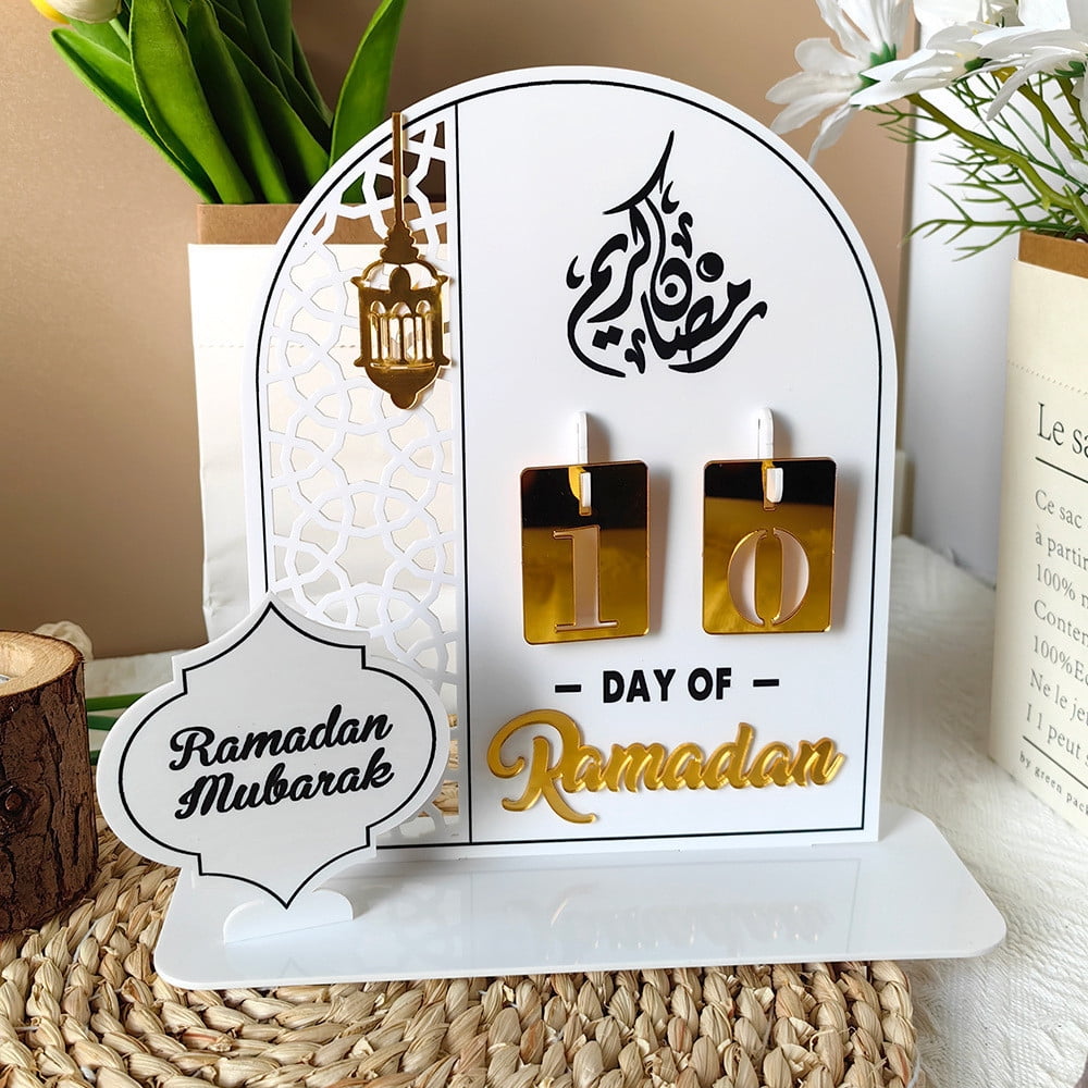 Dvkptbk Calendrier de l'Avent Ramadan Calendrier de Compte à Rebours en Acrylique Décoration 30 Jours jusqu'à Eid DIY Eid Mubarak Décorations Cadeaux Ramadan pour Enfants home decor