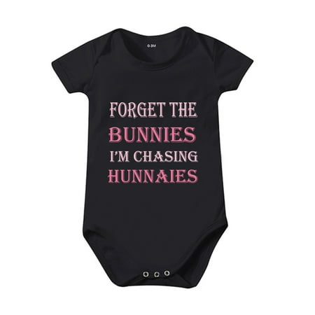 

2DXuixsh Outfit for 1 Year Old Girl Boys and Girls Summer Solid Color I‘M Chasings Hunhhney Print Short Sleeved Crawl Clothes 0 To 24 Months Kids 18 Month Old Pajamas Girl Black Size 24M