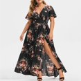thumbnail image 4 of Women Dress Plus Size Party Boho Floral Printed Dresses V-Neck Short Sleeve Summer Sundress, 4 of 7