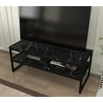 thumbnail image 4 of Touch Tv Stand, 42 Inch Black Metal Frame TV Stand with Open Storage – 2-Tier Anthracite Entertainment Center for Living Room, Media Console(Black Marble), 4 of 7