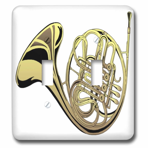 3dRose, Large Gold French Horn, double toggle switch