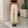 thumbnail image 5 of Womens Elastic High Waist Wide Leg Barrel Pants Flowy Baggy Balloon Trousers Summer Beach Pants Vacation Outfits, 5 of 9