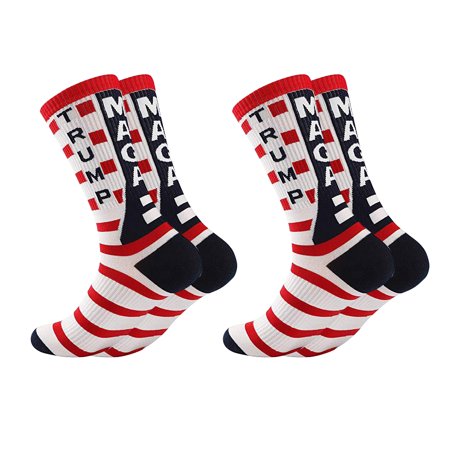 

2Pairs of 2020 Socks American Flag Pattern Design Socks Breathable Cotton Socks(Black)