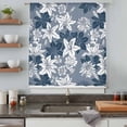 thumbnail image 4 of Blue White Flowers Semi Sheer Curtains Drapes for Living Room, Bedroom, French Doors Window 45 Inches Long, Country Vintage Botanical Floral Rod Pocket Chiffon Curtain Drapery Voile Draperies Panel, 4 of 8