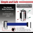 thumbnail image 5 of DuraSteel Wall Mount Retractable Belt Barrier - 9.2 Ft Blue Belt in Sturdy Stainless Steel Case - Guardian 1.0 Indoor & Outdoor Do Not Cross Caution Tape for Crowd Control Queue Barrier, Line Divider, 5 of 7