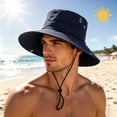 thumbnail image 2 of Boonie Sun Hat for Big Heads, Washed Wide Brim Hiking Hat with Chin Strap, UPF50+ Cooling Sai Fishing Hat, 2 of 6