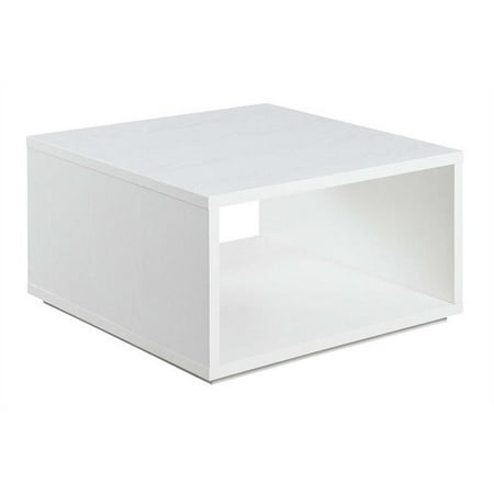 Pemberly Row Square Coffee Table in White Wood Finish