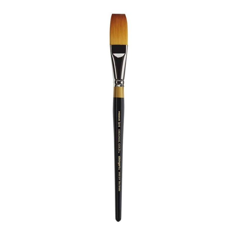 Kingart Original Gold 9275 Oval Mop Super Soft Dyed Black Natural Goat Hair Series Premium Multimedia Artist Brushes, Set of 4