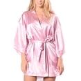 thumbnail image 4 of VSNOW Women's Plus Size Silk Satin Robe Kimono Bridesmaid Nightgown Sleepwear Lingerie, 4 of 4