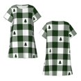thumbnail image 3 of Bixox Green White Lumberjack Plaid Pattern Women's Nightgown, Soft & Breathable Sleepwear, Round Neck Knee-Length Pajama Dress,Loungewear for Home & Sleep, 3 of 7
