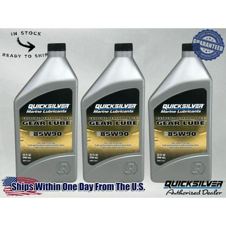 Quicksilver OEM SAE 85W90 Extreme Perf Gear Oil Quarts 92-8M0111677 3 Pack