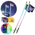 thumbnail image 1 of VEVOR 2 PCS 3 FT Whip Light, APP & RF Remote Control Led Whip Light, Waterproof 360° Spiral RGB Chasing Lighted Whips with 4 Flags, for UTVs, ATVs, Motorcycles, RZR, Can-am, Trucks, Off-road, Go-karts, 1 of 9