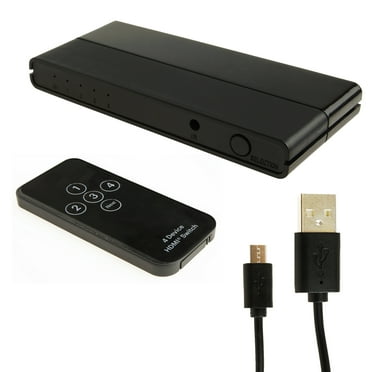 onn. 4-Device Black HDMI Switch with Remote Control, 100009478, 1.55lb, 1.35in
