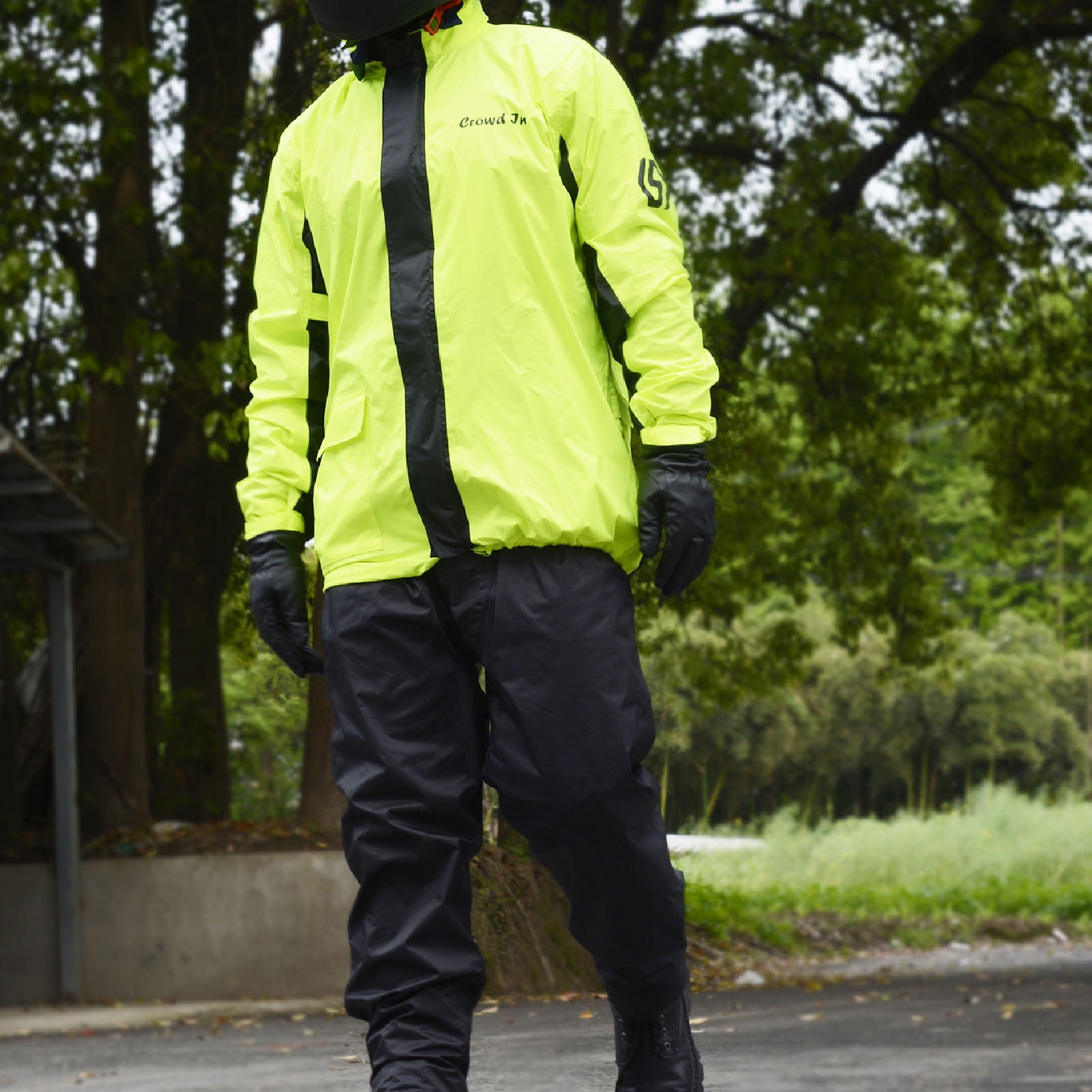 Trayknick Moto Impermeable Reflechissant Impermeable Vert Epaissir Moto Pantalon de Pluie Costume pour Adulte