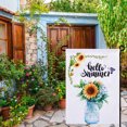 thumbnail image 3 of SAYOO Hello Summer Garden Flag, Letter Sunflower Flamingo Fruit Pattern Casa de Campo de Doble Cara Seasonal Yard Outdoor Decoration Banner 45 * 30 cm SAYOO casual, 3 of 8