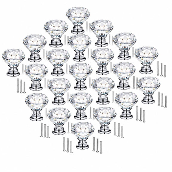 26 Pcs Crystal Cabinet Knobs with Screws, Gold or Silver Drawer Knobs, for Dressers Vintage Wardrobes Wine Cabinets Bookshelves